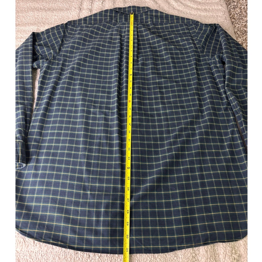 Ralph Lauren Button Down Shirt Mens L Navy Blue Yellow Grid Custom Fit Plaid - Picture 10 of 13